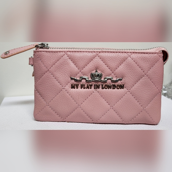 MY FLAT IN LONDON Westminster Pink Diamond Quilted Leather Wristlet/Clutch NWOT - Picture 4 of 16